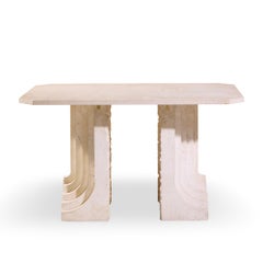 Carlo Scarpa Stil Mid Century Italienisch Travertin Tisch