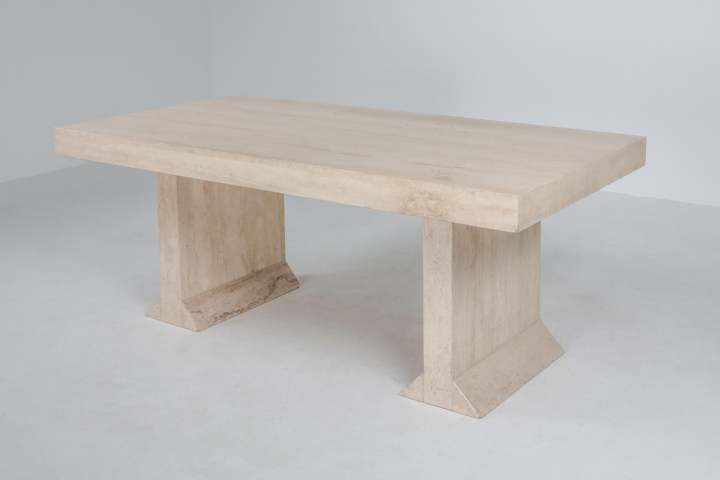 Post-Modern Carlo Scarpa Style Travertine Table or Writing Desk