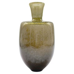 Carlo Scarpa Stil Pulegoso Olivgrüne Vase aus getauchtem Glas, Italien 1960er Jahre