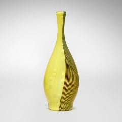 Carlo Scarpa Tessuto Vaso Venini Murano Giallo Nero Strisce Arte Vetrata