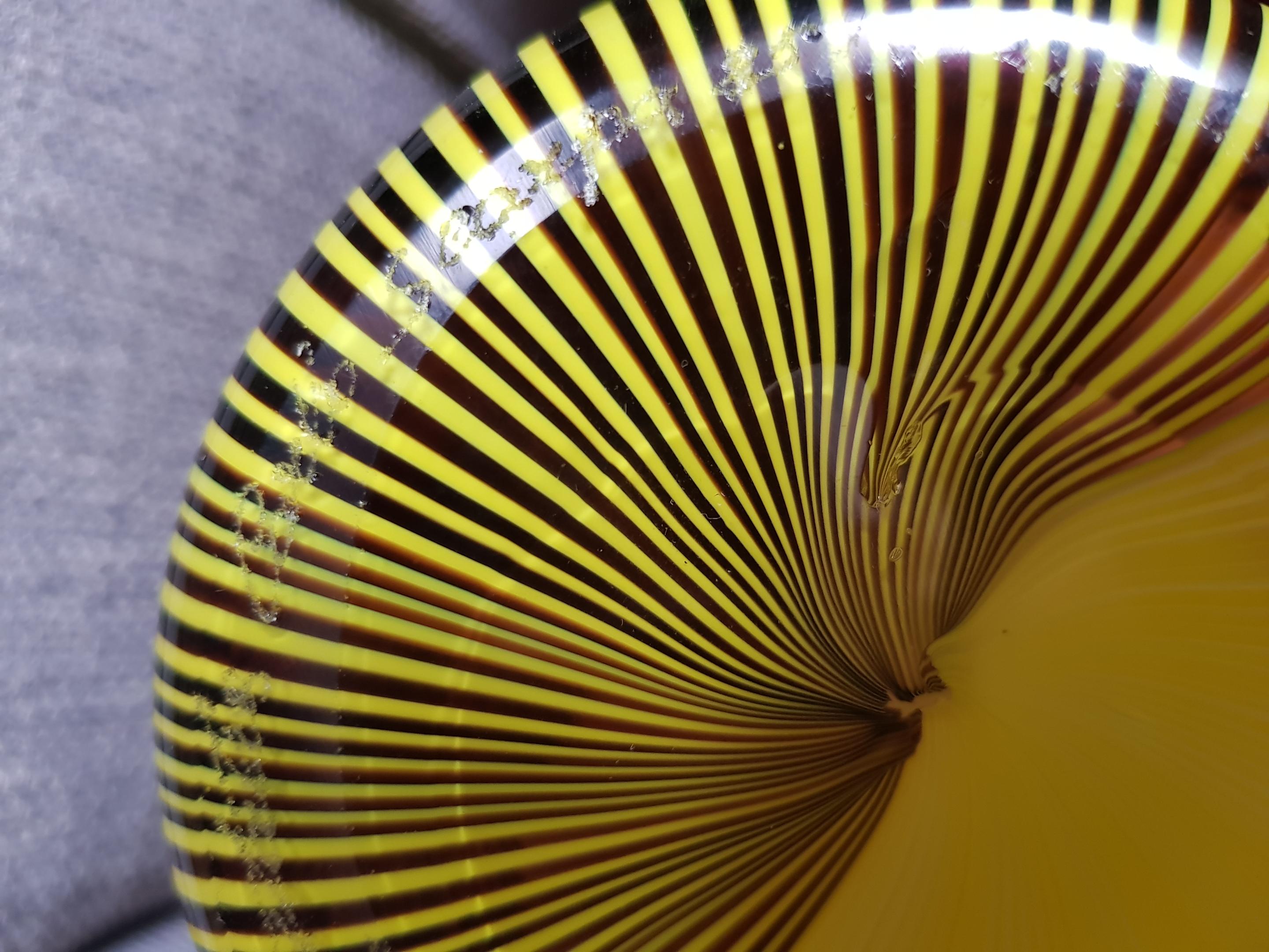 Vase Carlo Scarpa Tessuto Venini Murano Jaune Noir Rayures Verre d'art vénitien en vente 8