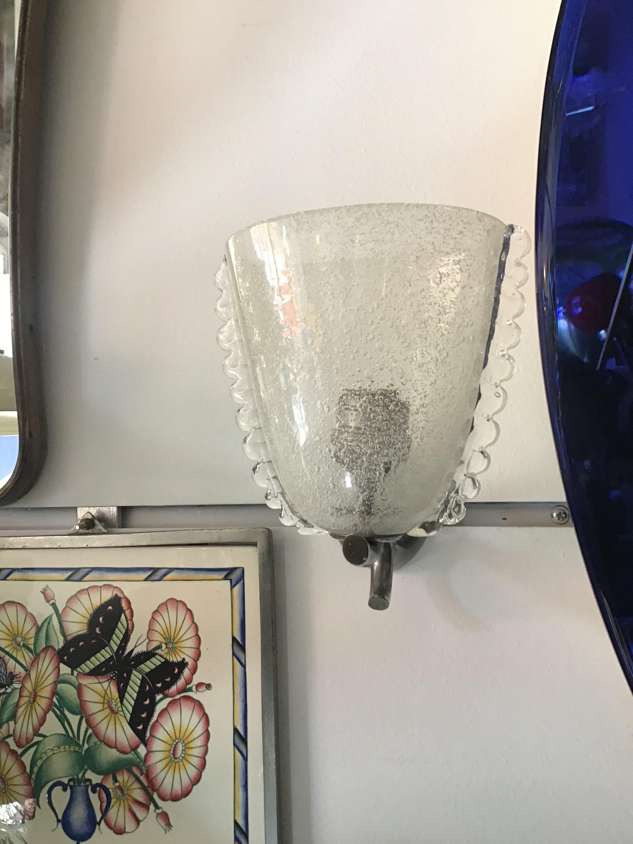 Carlo Scarpa VENINI 1 Sconce Metal Crome Vetro Pulegoso. 1940 Itali in vendita 5