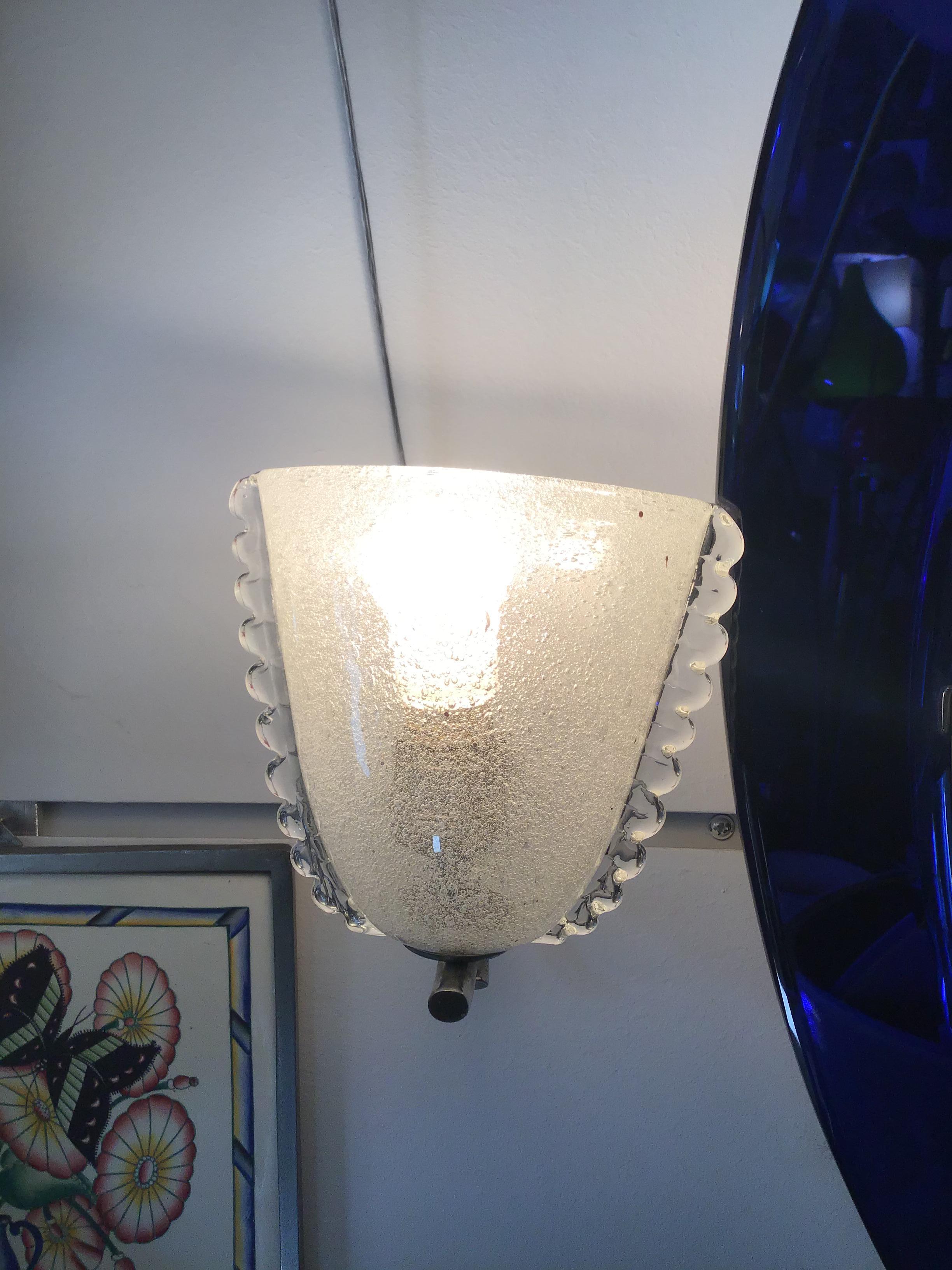 Carlo Scarpa VENINI 1 Sconce Metal Crome Vetro Pulegoso. 1940 Itali in vendita 7
