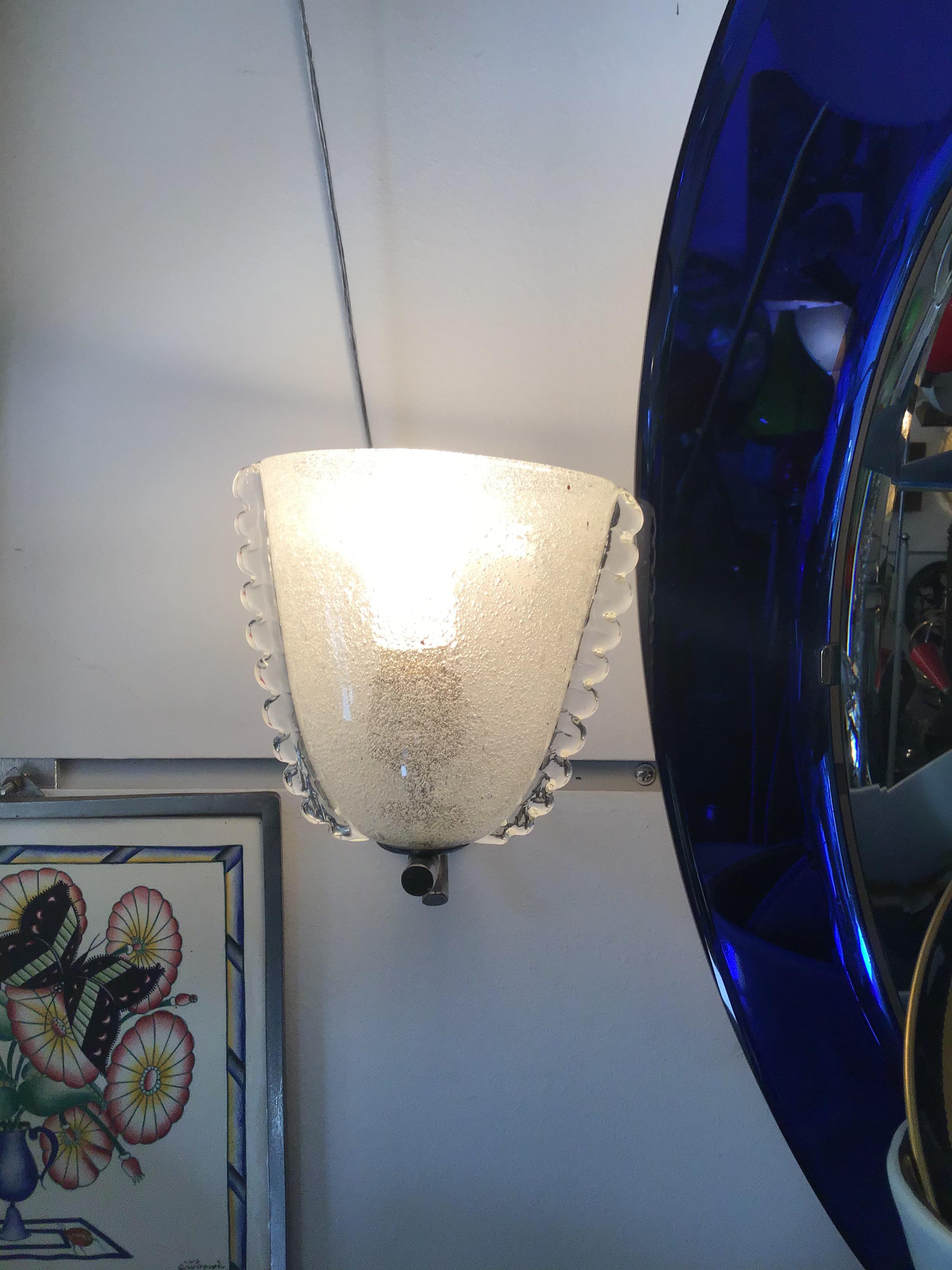 Carlo Scarpa VENINI 1 Sconce Metal Crome Vetro Pulegoso. 1940 Itali in vendita 8