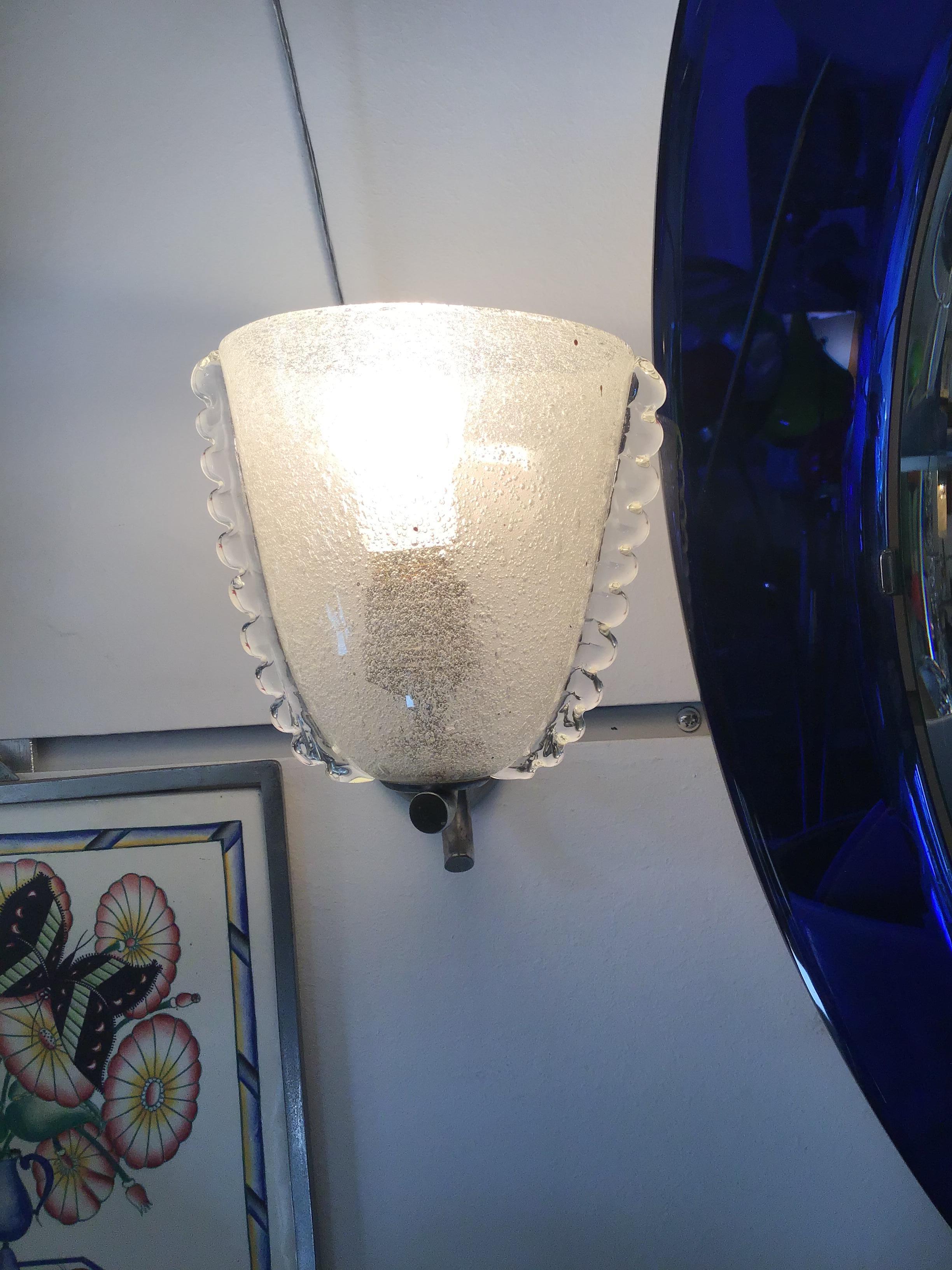 Altro Carlo Scarpa VENINI 1 Sconce Metal Crome Vetro Pulegoso. 1940 Itali in vendita