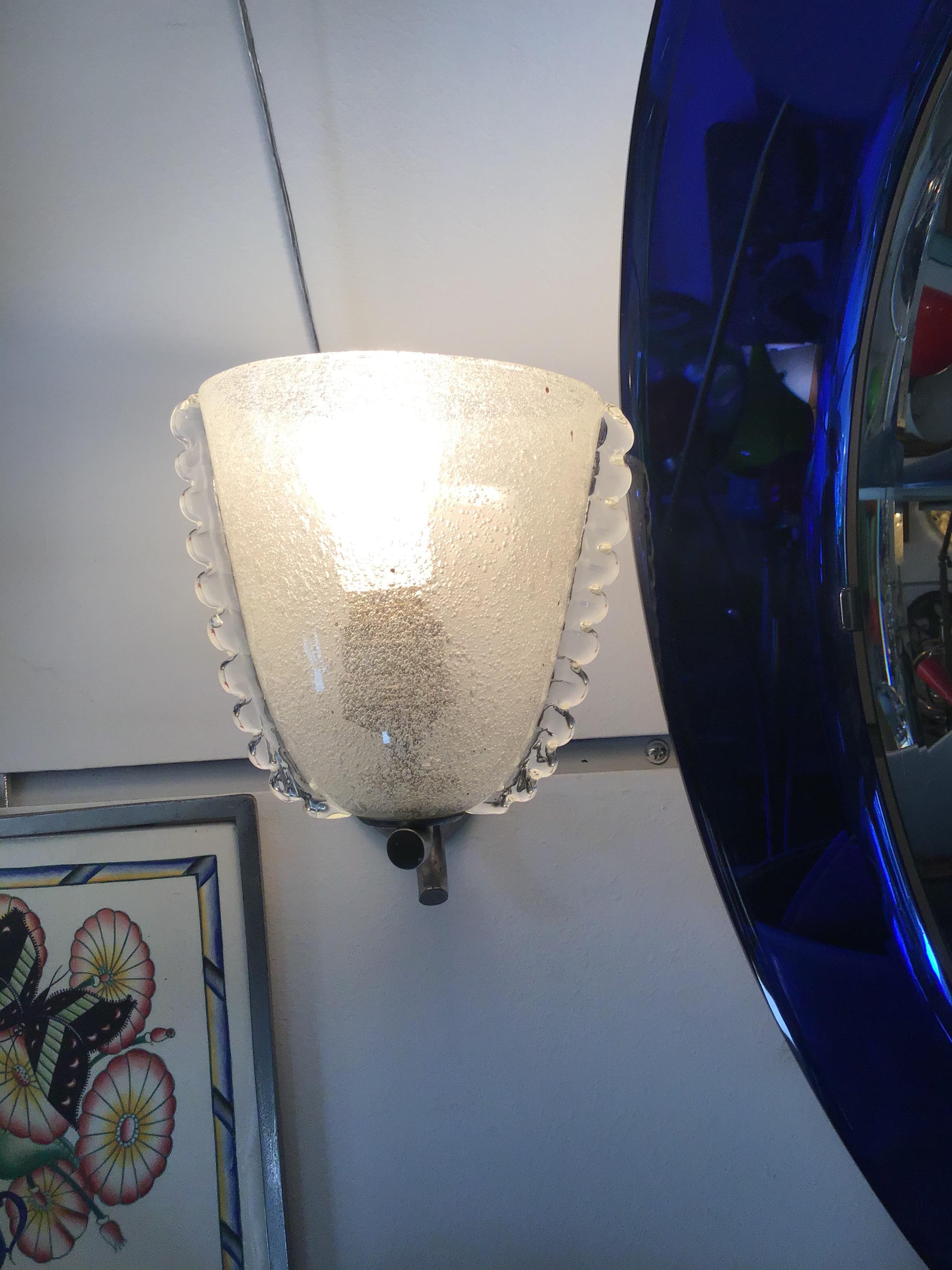 Italian Carlo Scarpa VENINI 1 Sconce Metal Crome Vetro Pulegoso. 1940 Itali in vendita