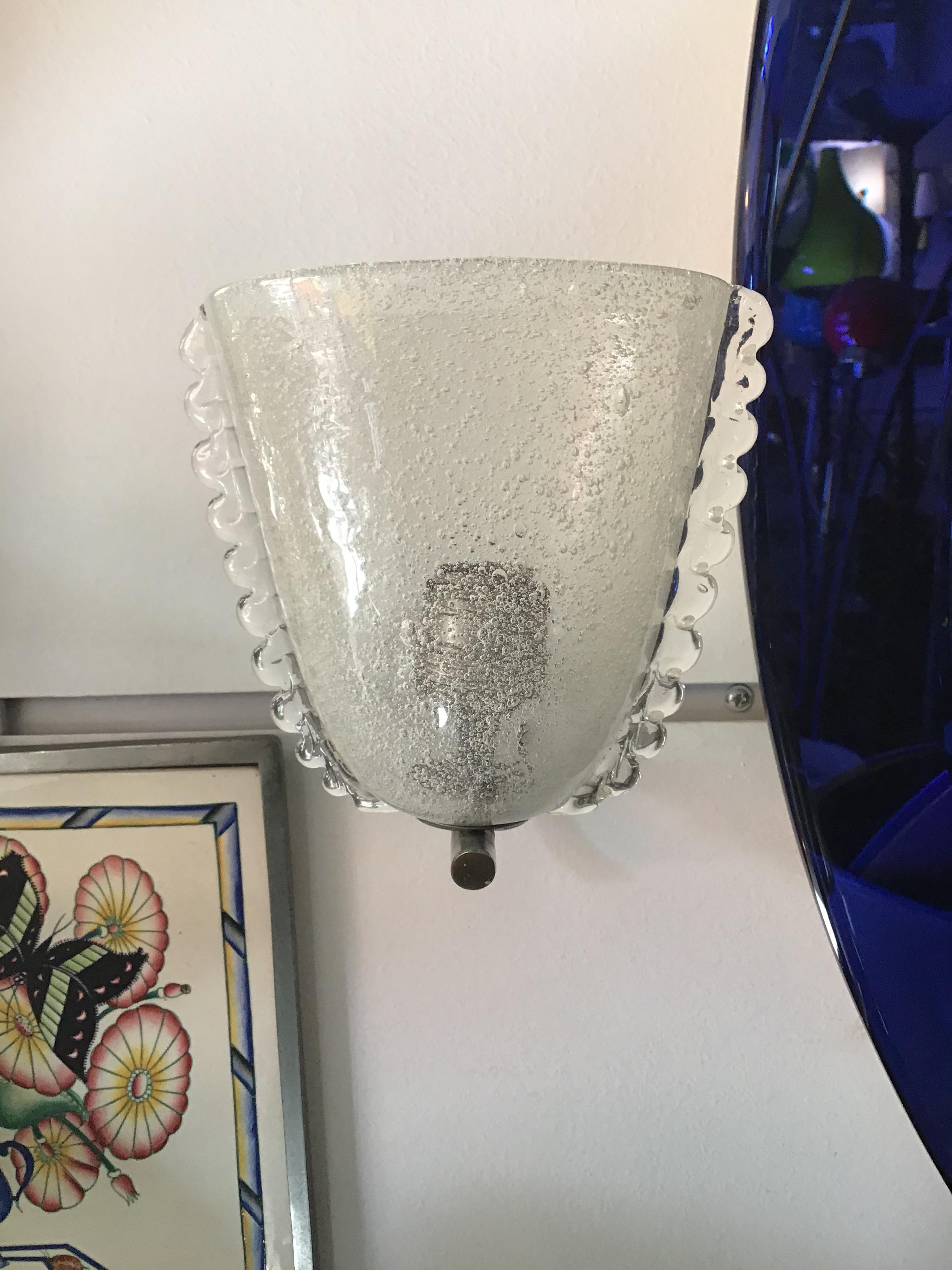 Carlo Scarpa VENINI 1 Sconce Metal Crome Vetro Pulegoso. 1940 Itali in vendita 2