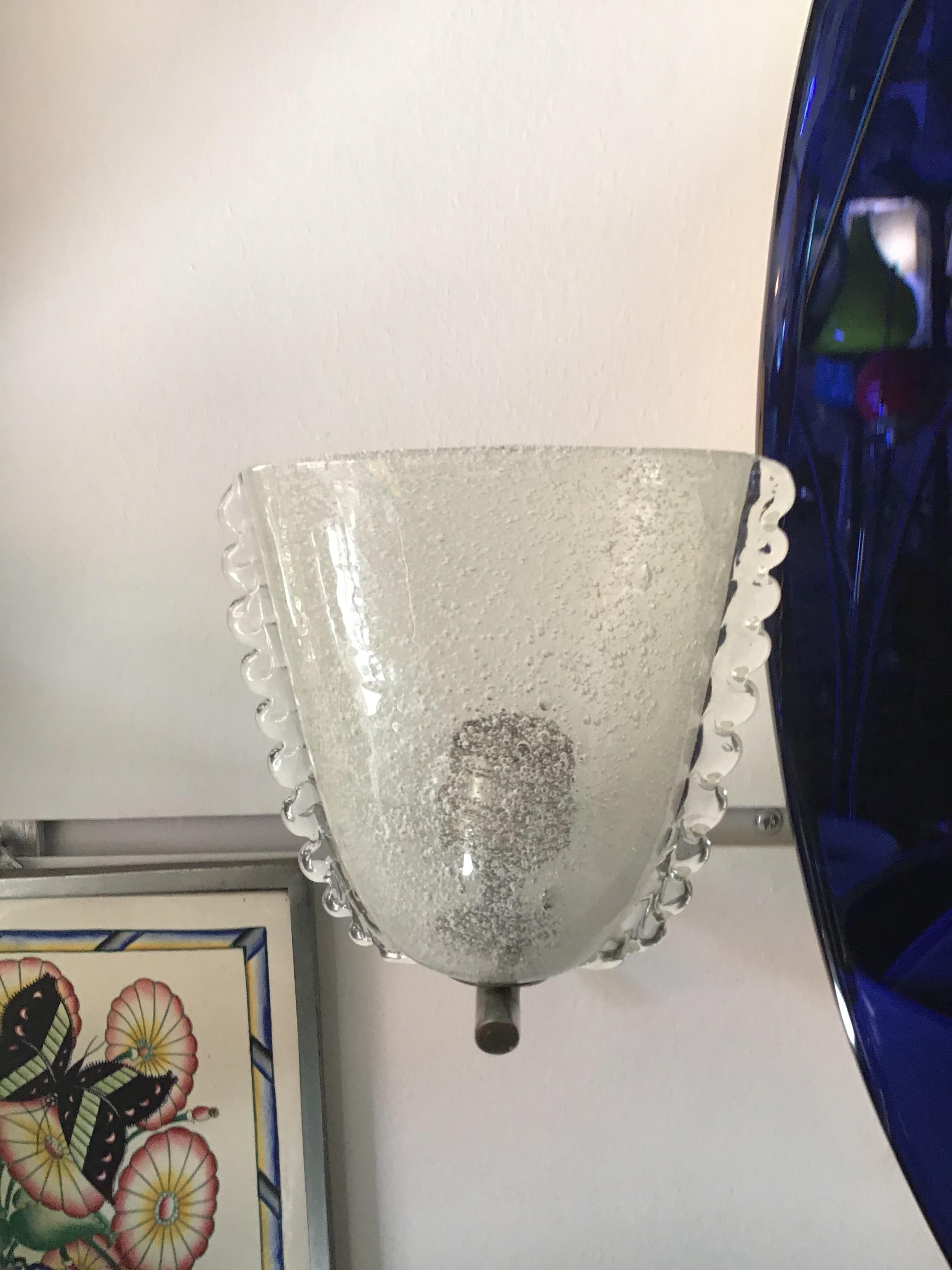 Carlo Scarpa VENINI 1 Sconce Metal Crome Vetro Pulegoso. 1940 Itali in vendita 3