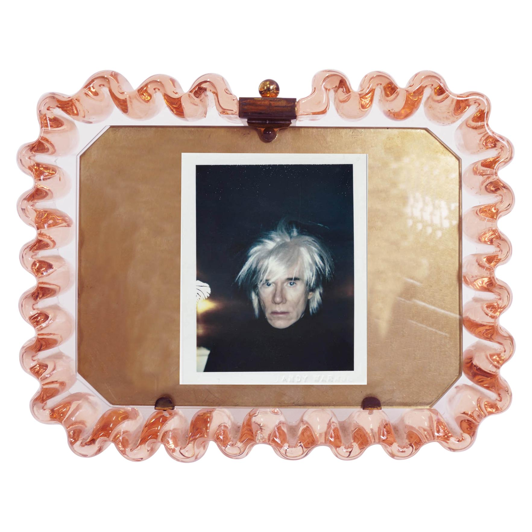 Carlo Scarpa, Venini 1940 Pale Rose "Ondulato" Glass Picture Frame, Murano Italy