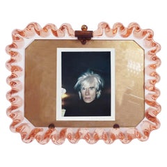 Carlo Scarpa, Venini 1940 Pale Rose "Ondulato" Glass Picture Frame, Murano Italy