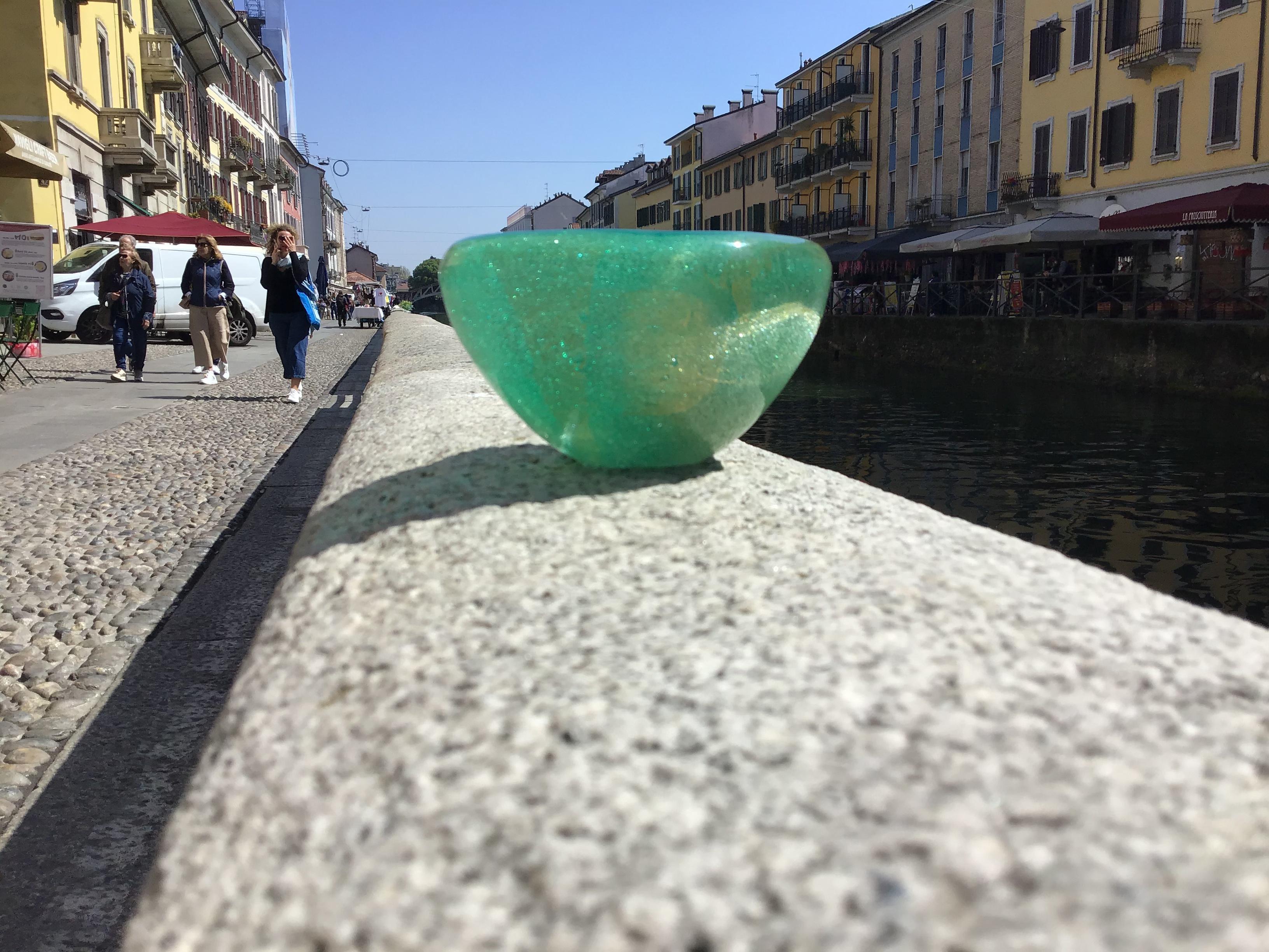 Carlo Scarpa VENINI Pulegoso Vetro Pulegoso Ciottola inclusions Gold 1940 Italy For Sale 10