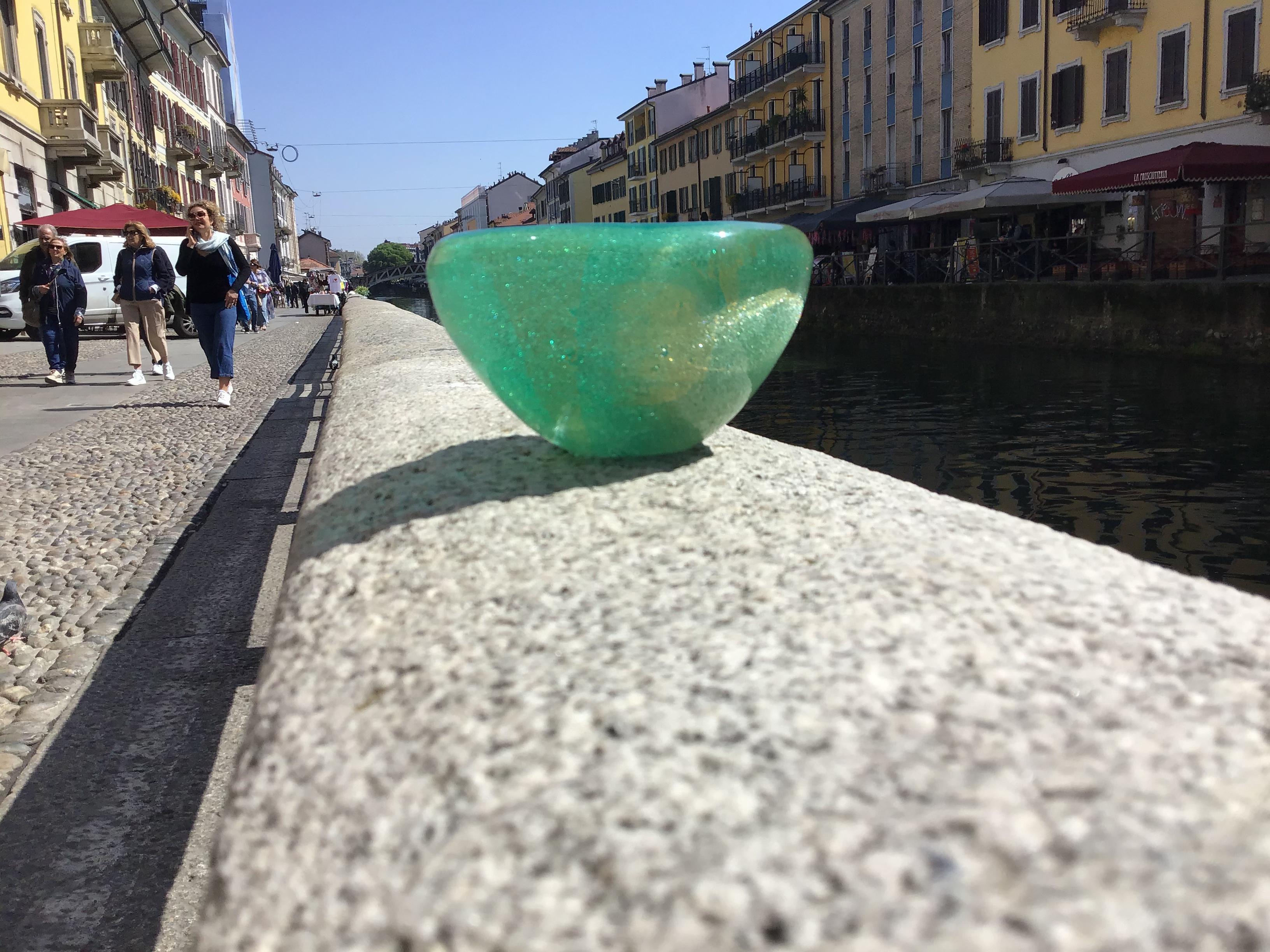 Carlo Scarpa VENINI Pulegoso Vetro Pulegoso Ciottola inclusions Gold 1940 Italy For Sale 11