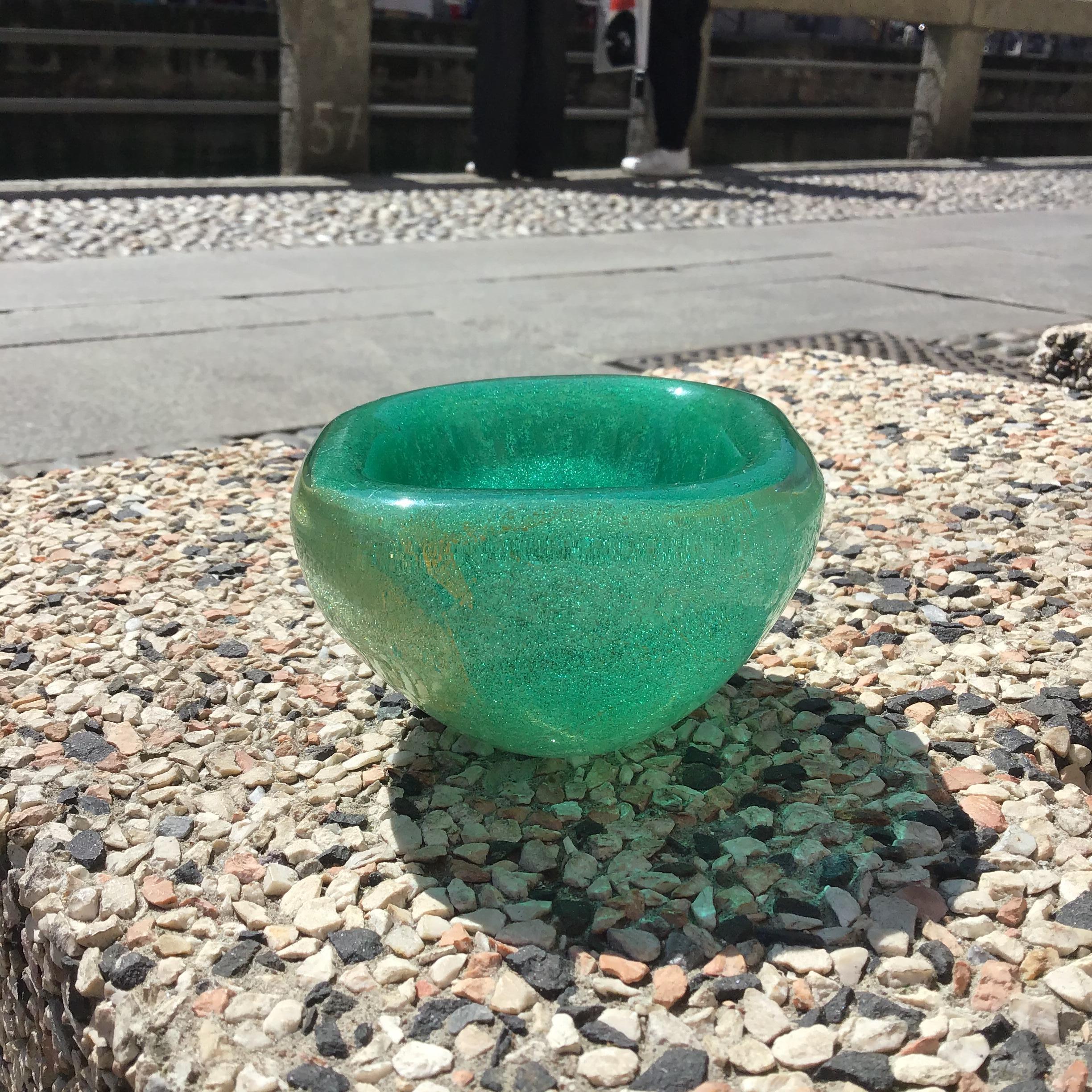 Other Carlo Scarpa VENINI Pulegoso Vetro Pulegoso Ciottola inclusions Gold 1940 Italy For Sale