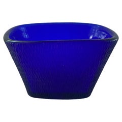 Carlo Scarpa Venini glass vase Battuto 1940s Italy cobalt blue acid signed