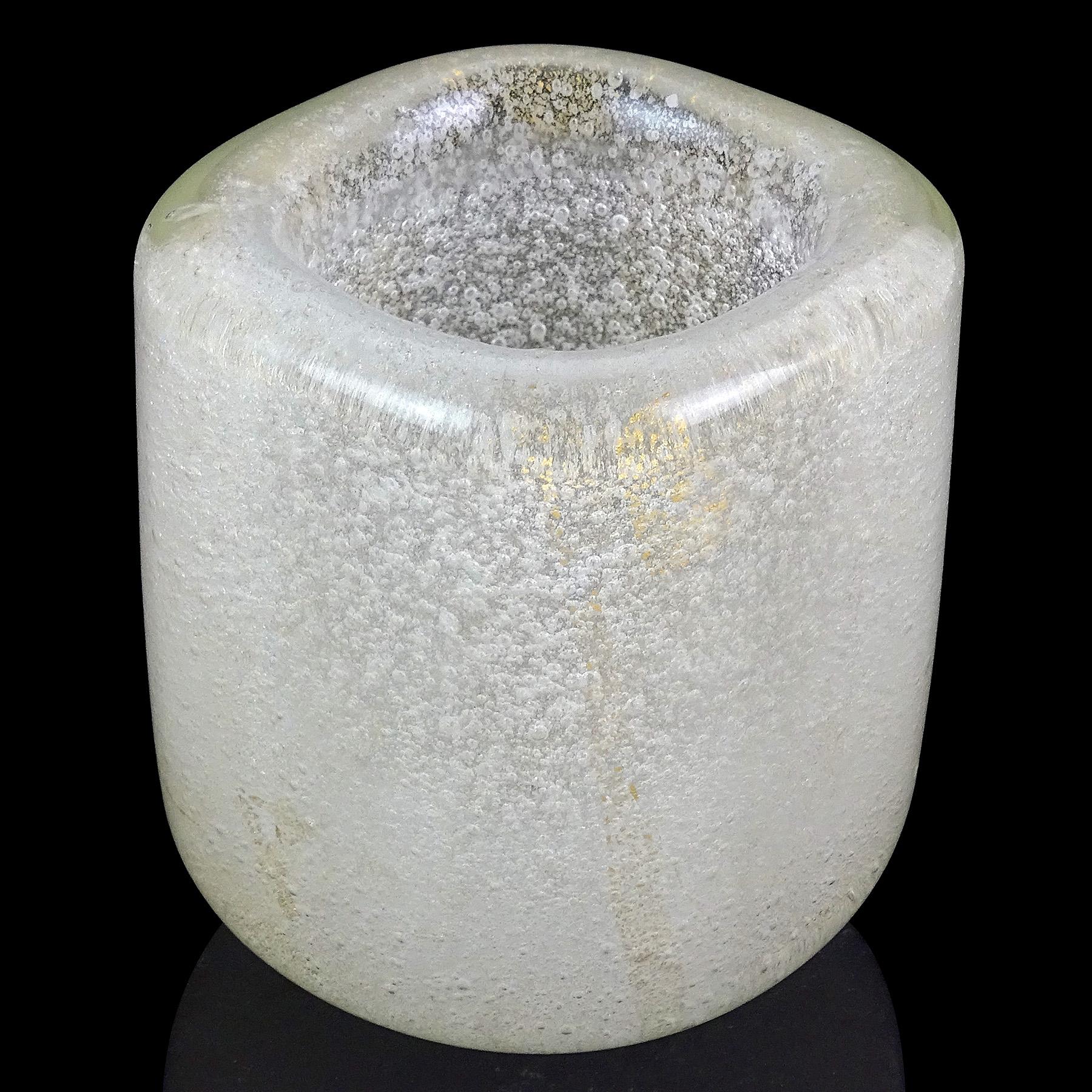 Carlo Scarpa Venini, Vase aus italienischem Murano-Kunstglas mit Bollicine-Weißgoldflecken (Art déco) im Angebot