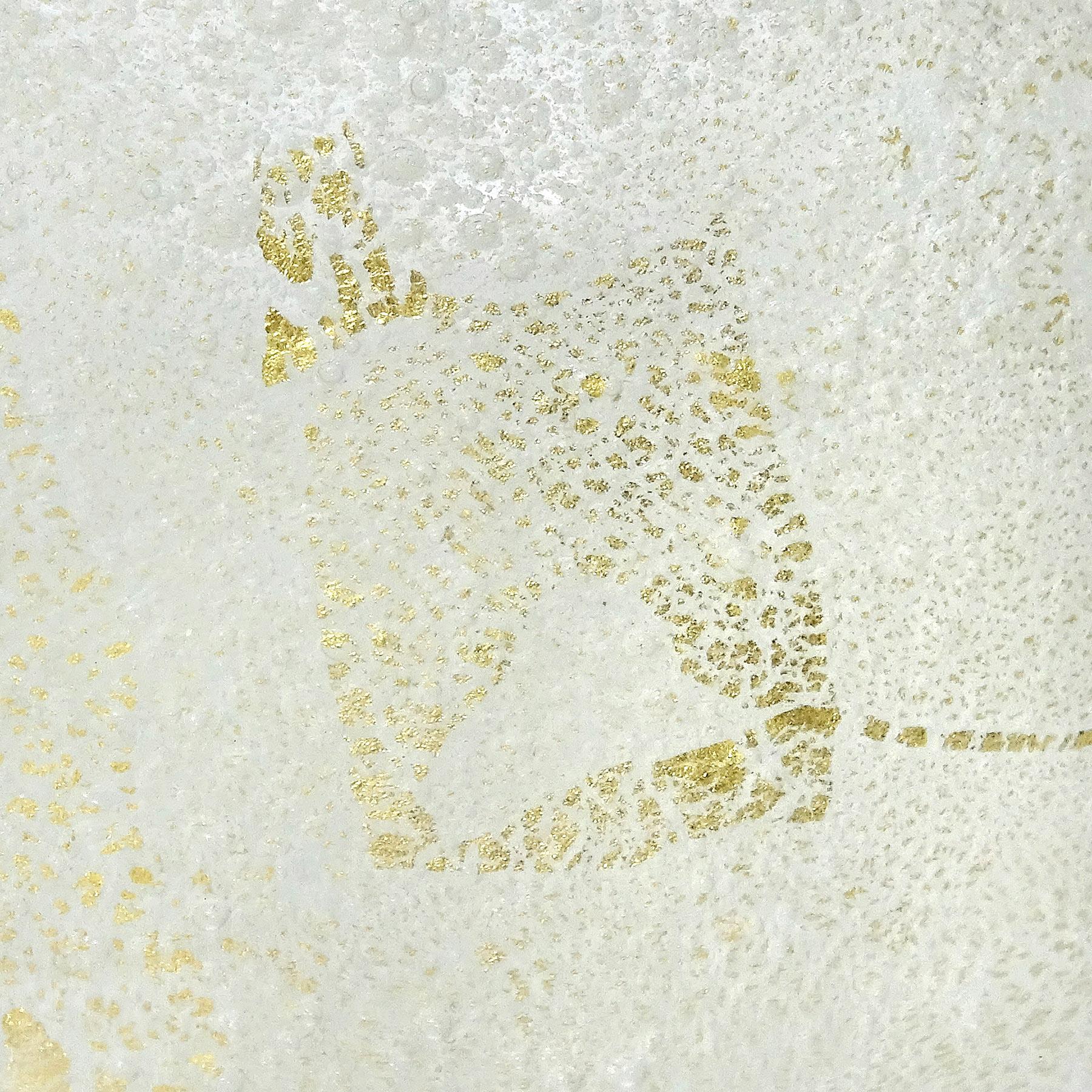 Carlo Scarpa Venini, Vase aus italienischem Murano-Kunstglas mit Bollicine-Weißgoldflecken (Glas) im Angebot