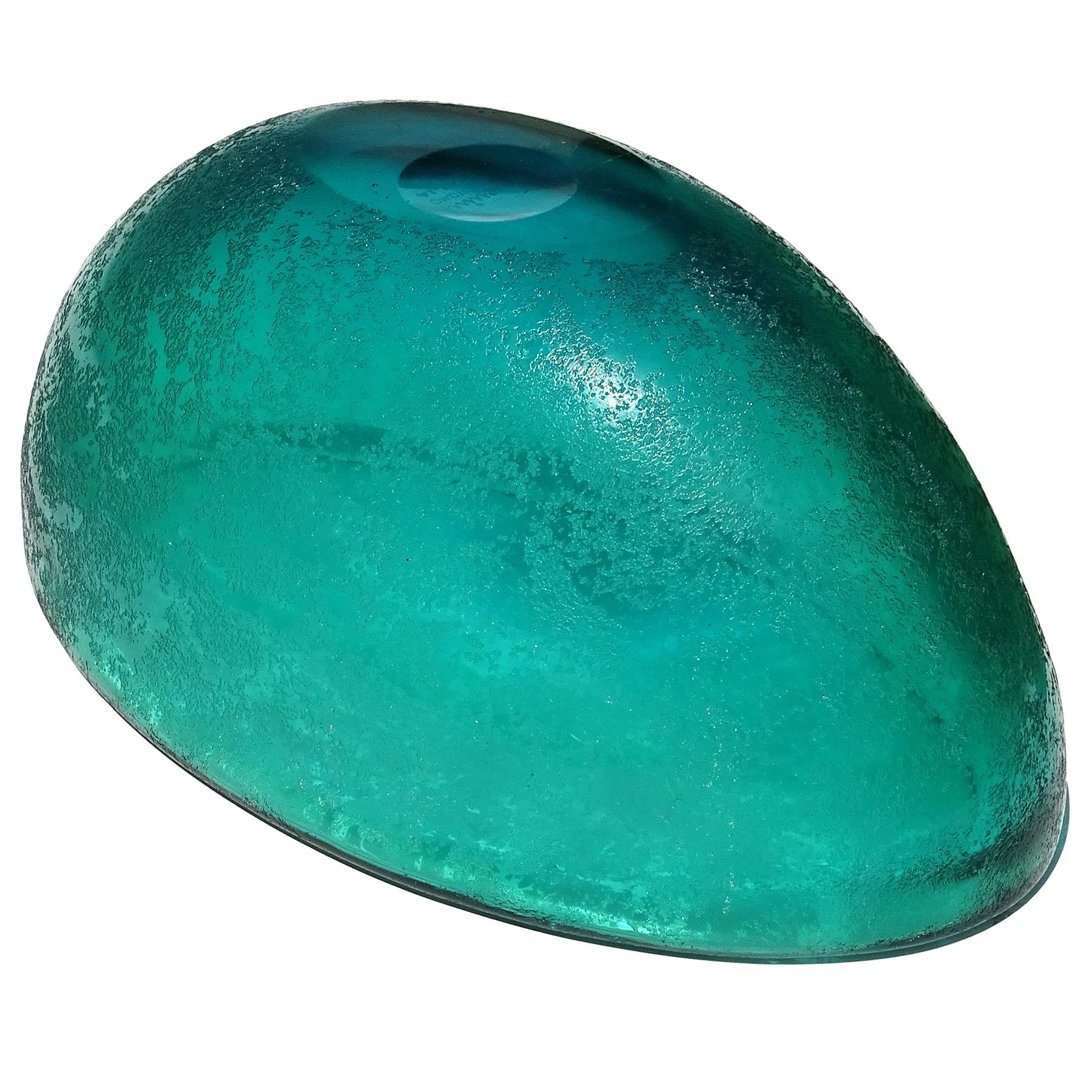 Hand-Crafted Carlo Scarpa Venini Murano Signed 1930s Corroso Surface Italian Art Glass Bowl For Sale