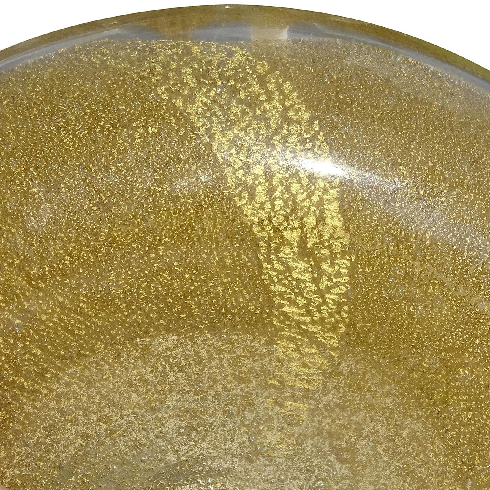 Carlo Scarpa Venini Murano Signed Bollicine Gold Leaf Italian Art Glass Ashtray For Sale 6