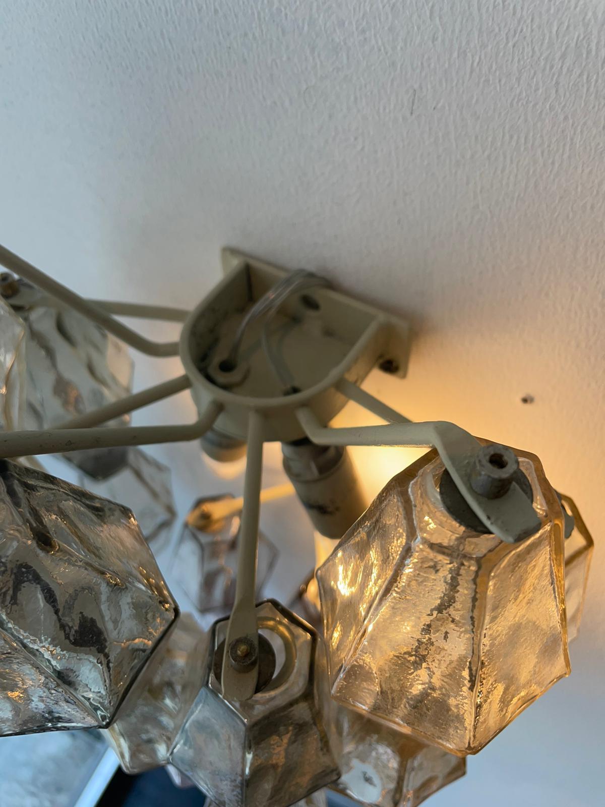 Mid-Century Modern Carlo Scarpa Venini Pair Wall Lamp Polyhedral Murano Glass, Italy, 1960