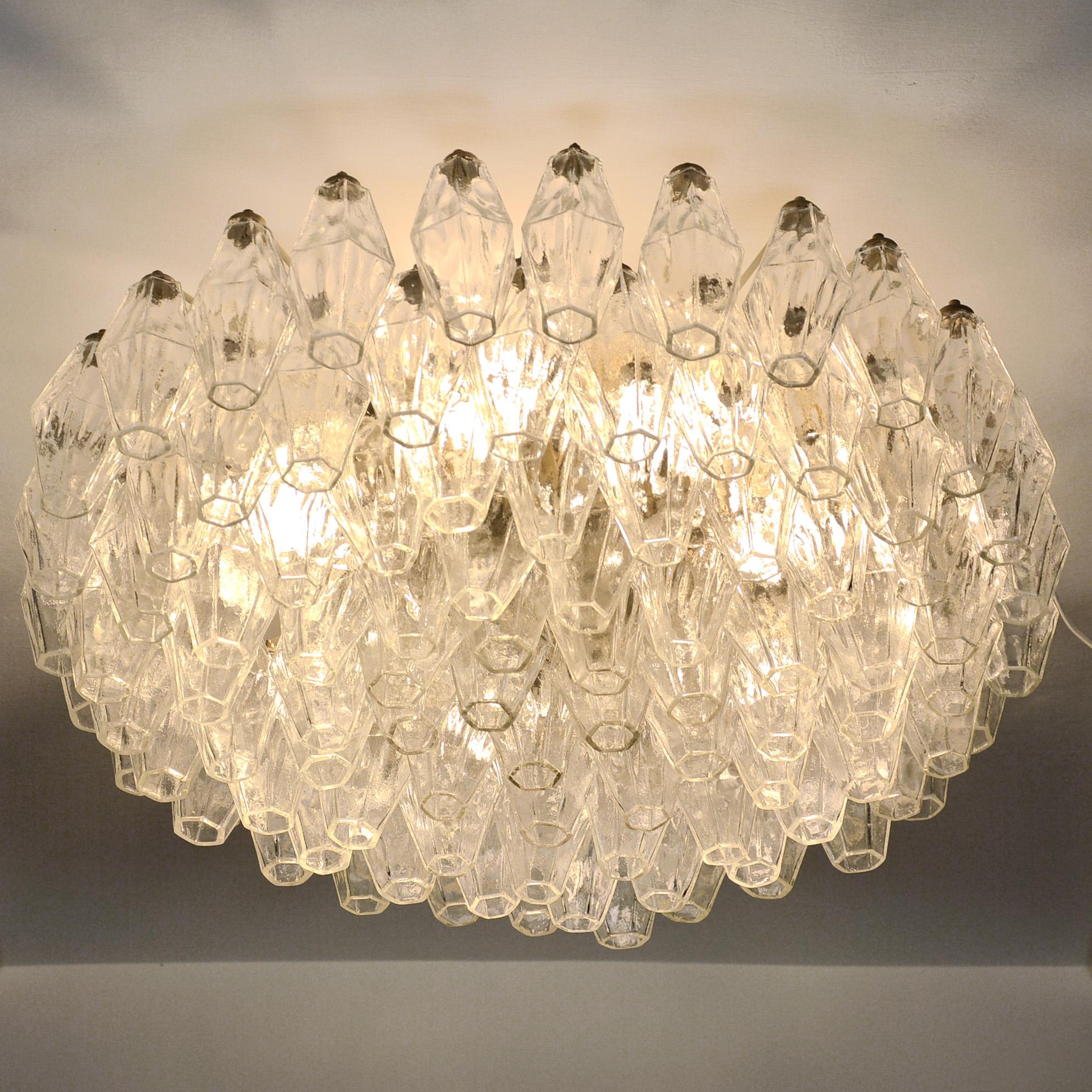 Murano Glass Carlo Scarpa Venini Poliedri Ceiling Lamp, 1958-1960 For Sale