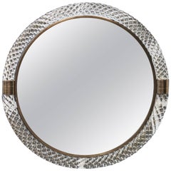 Carlo Scarpa Venini Tracia Round Mirror Signed 1930s