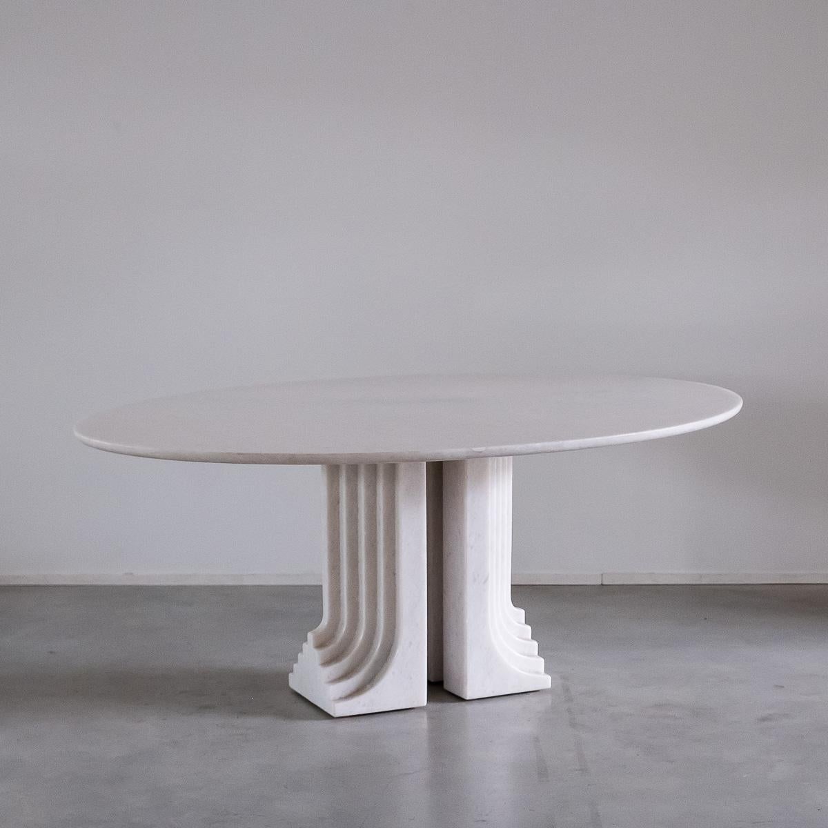Mid-Century Modern Carlo Scarpa White Naxos Marble Samo Table for Simon, Italy, 1970