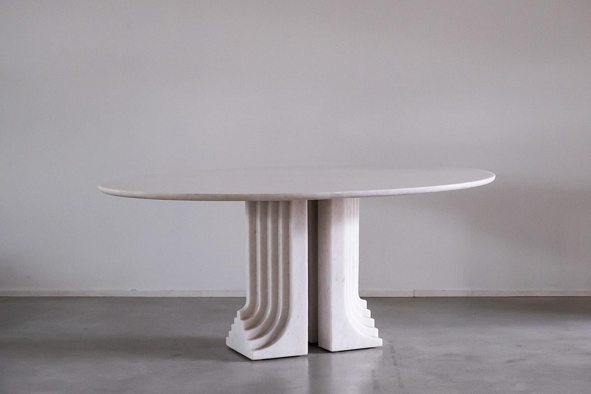 Italian Carlo Scarpa White Naxos Marble Samo Table for Simon, Italy, 1970