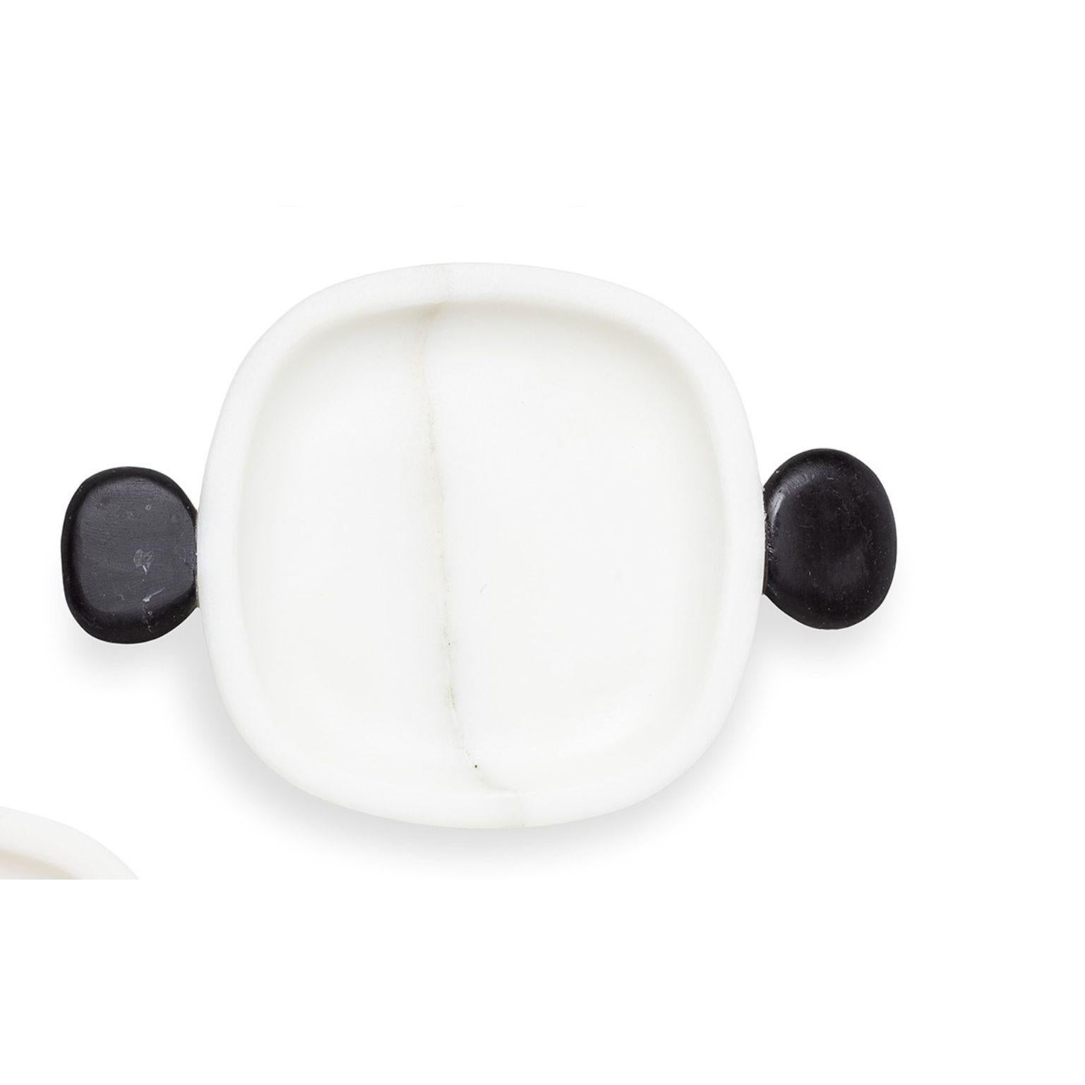 Carlo small plate by Matteo Cibic
Dimensions: 22.5 x 15 x 2 cm
Materials: Bianco Michelangelo, Nero Marquinia

Please note that the Cibic pieces with “ears” or tray handles are ornamental and not functional. 
Use them can cause breaks and is unsafe.
