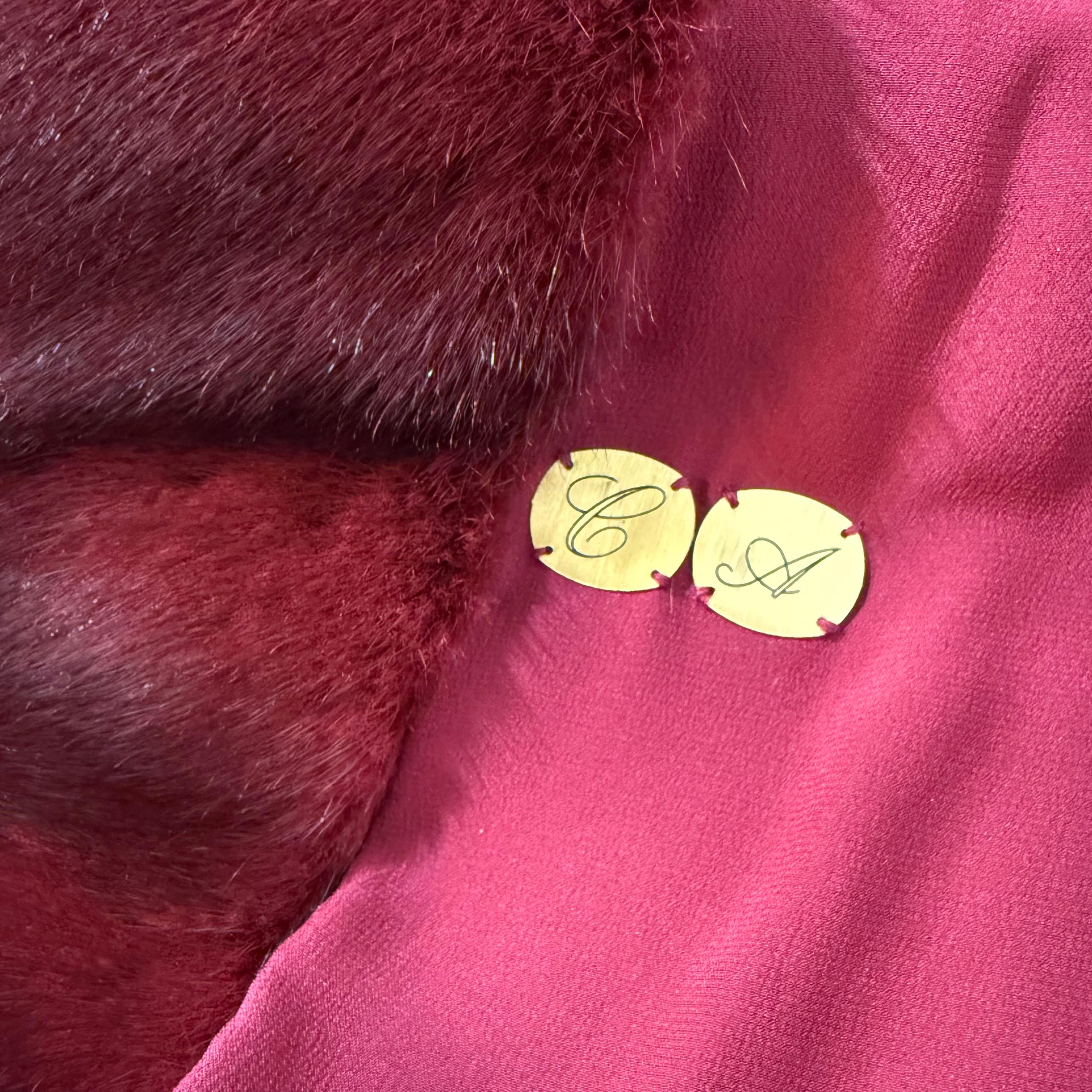 Carlo Tivioli Attribuito Cappotto in vera pelliccia di visone bordeaux M. I. in vendita 3