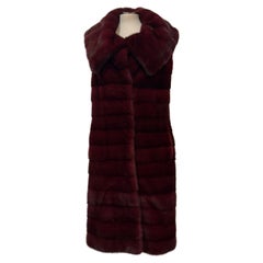 Carlo Tivioli Attributed Burgundy Real Mink Fur Coat M
