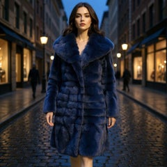 Carlo Tivioli Blue Mink Fur Coat M