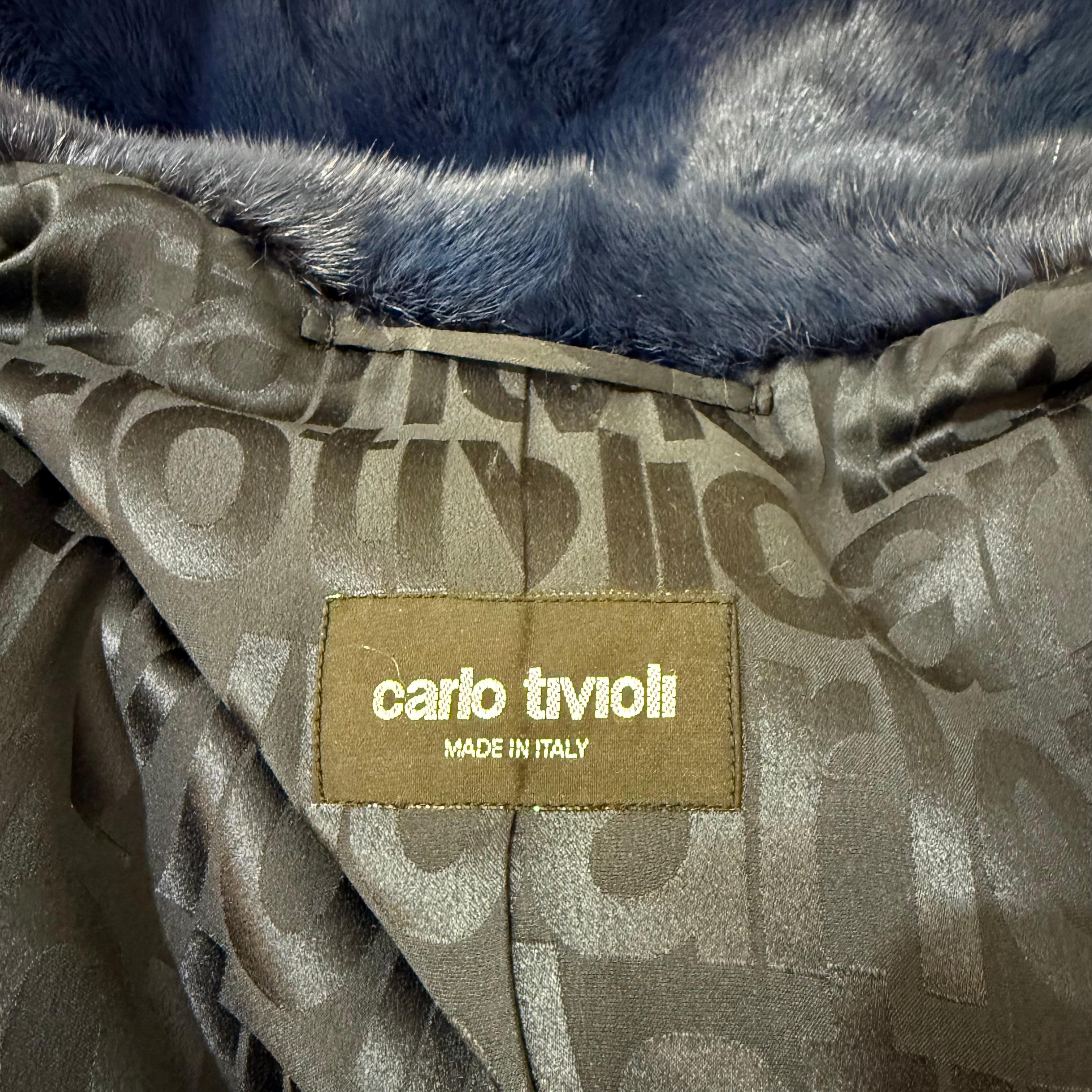 Carlo Tivioli Blauer Nerz Pelzmantel M im Angebot 2