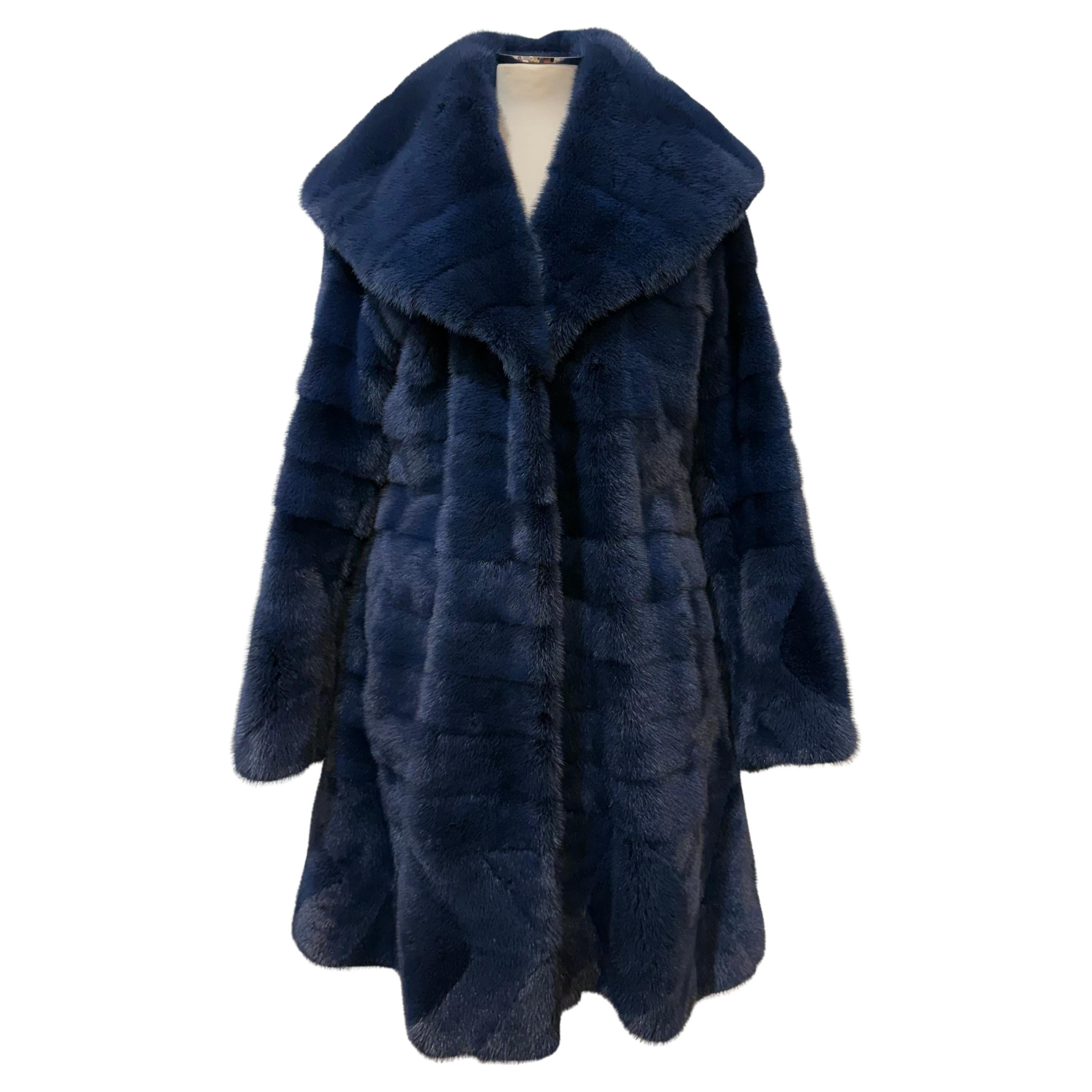 Carlo Tivioli Manteau en fourrure de vison bleu M.