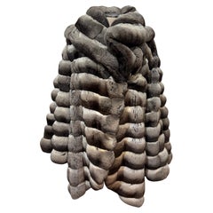 Carlo Tivioli Grey Shaded Chinchilla Fur Coat M