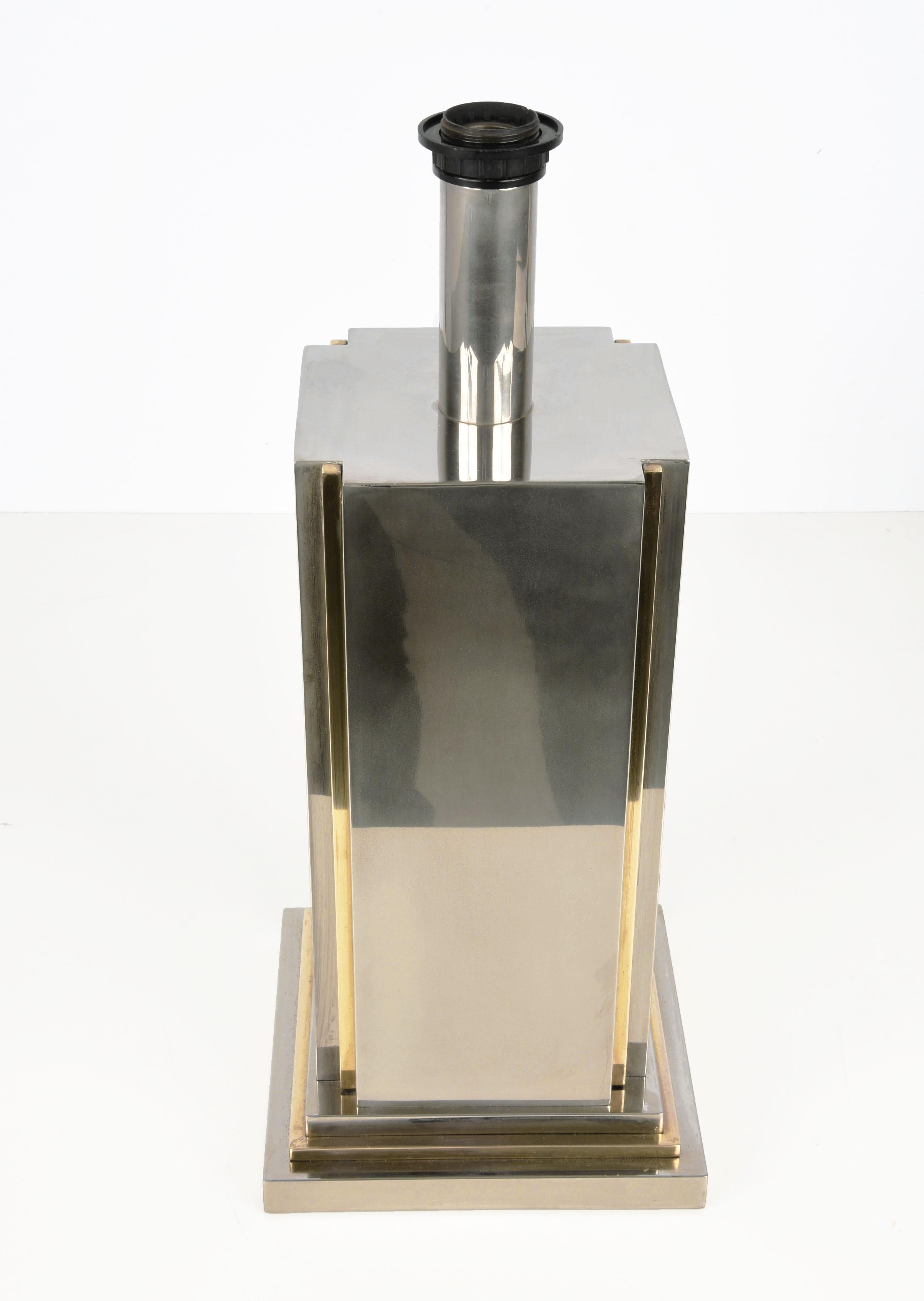 Mid-Century Modern Carlo Venturini Steel and Brass Italian Table Lamp for Bottega del Lume, 1970s For Sale