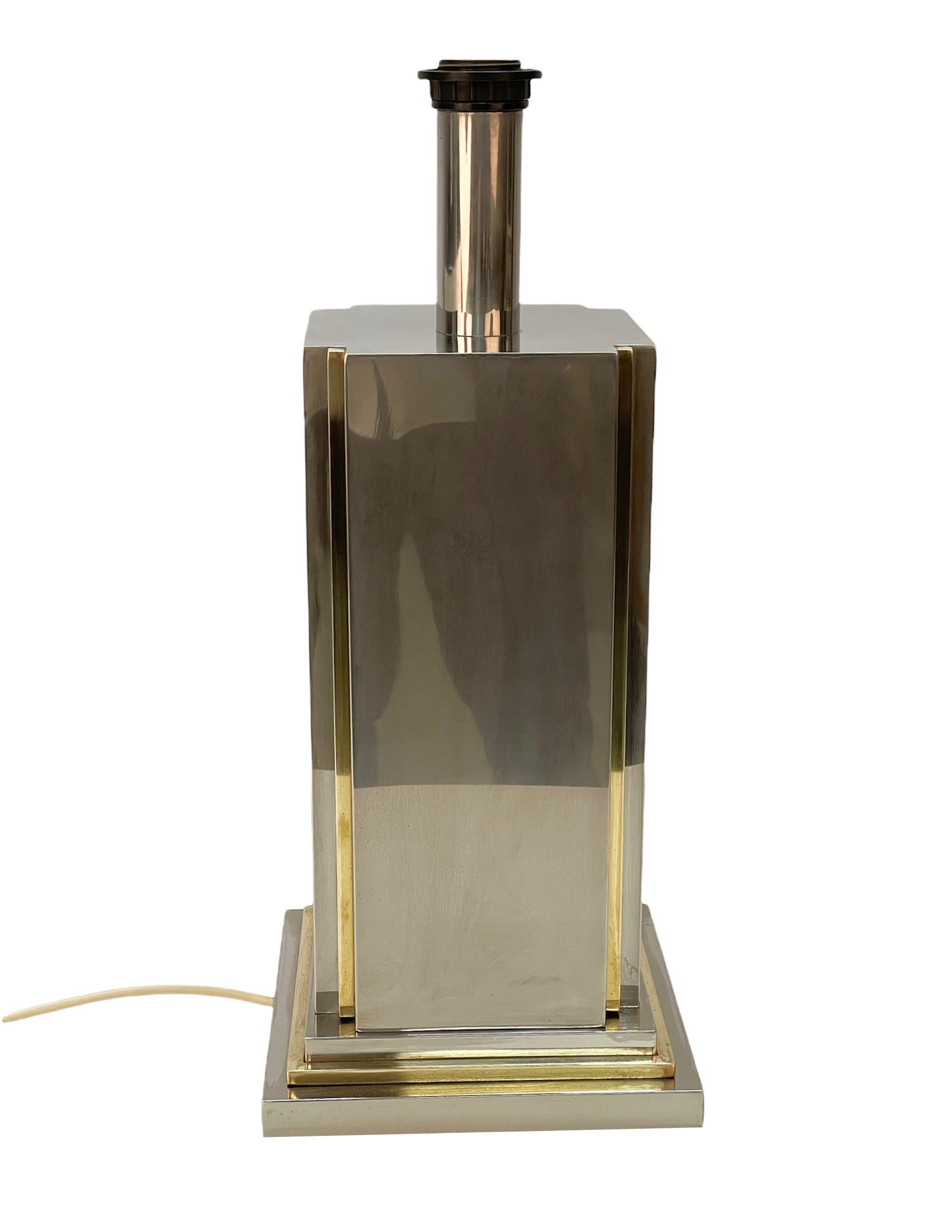 Carlo Venturini Steel and Brass Italian Table Lamp for Bottega del Lume, 1970s In Good Condition For Sale In Roma, IT