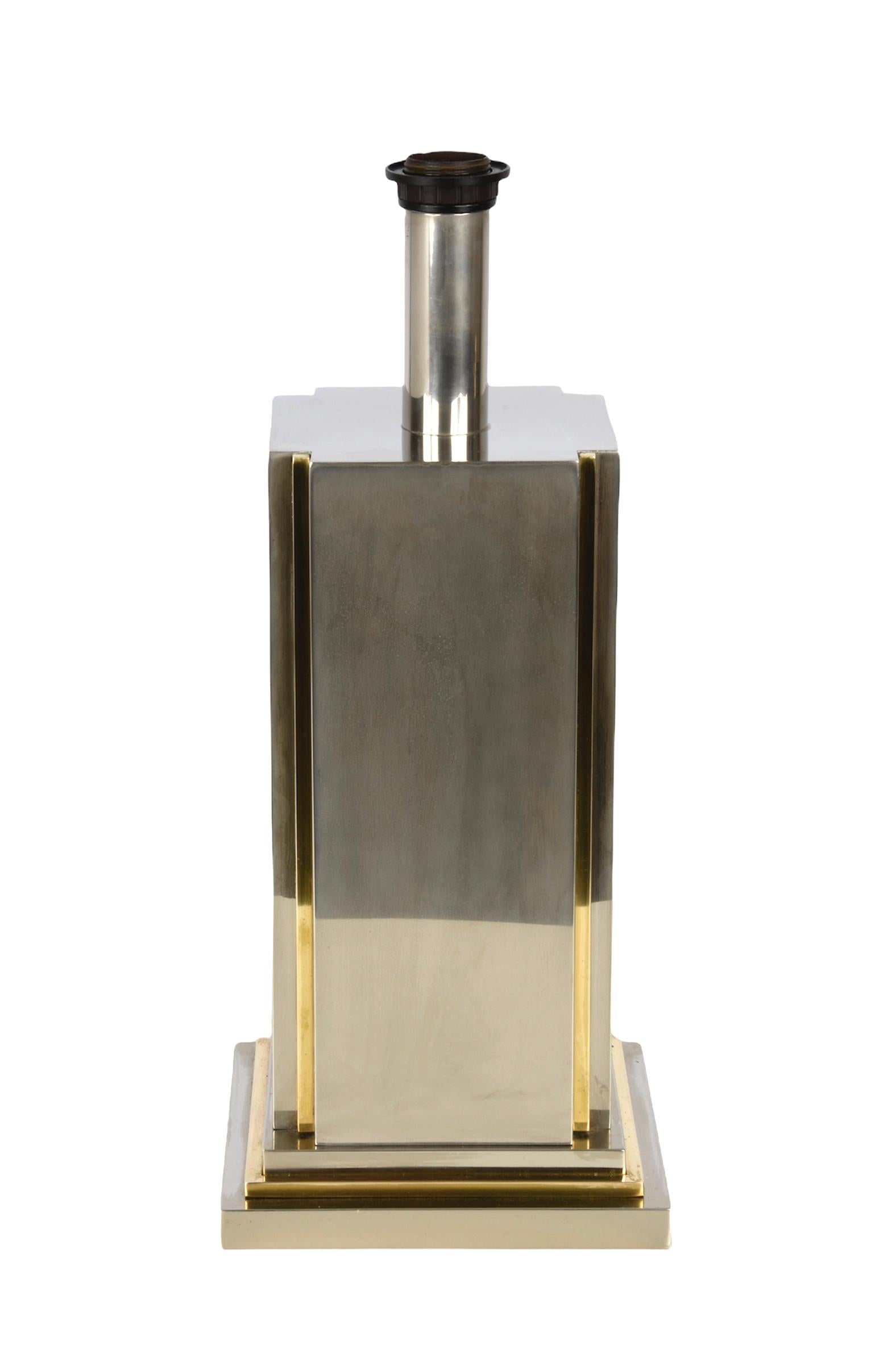 Late 20th Century Carlo Venturini Steel and Brass Italian Table Lamp for Bottega del Lume, 1970s For Sale