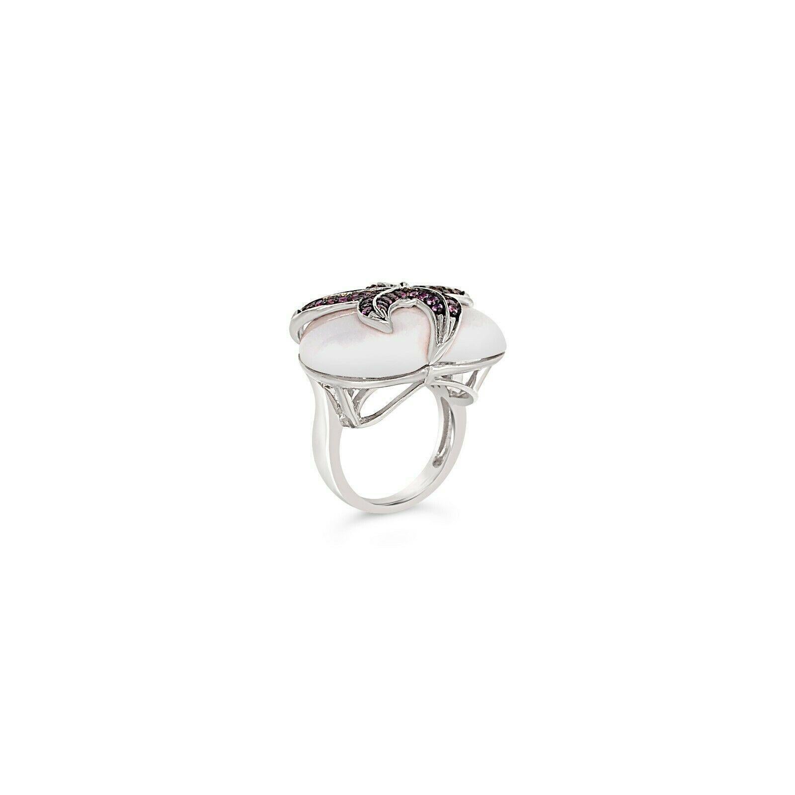 Carlo Viani 925 Sterling Silver Pink Sapphire Gemstone Love Heart Cocktail Ring In New Condition For Sale In Great Neck, NY