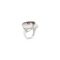 Carlo Viani 925 Sterling Silver Pink Sapphire Gemstone Love Heart Cocktail Ring