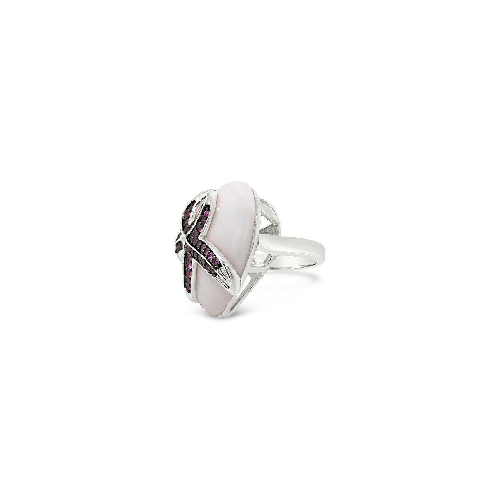 Women's or Men's Carlo Viani 925 Sterling Silver Pink Sapphire Gemstone Love Heart Cocktail Ring For Sale