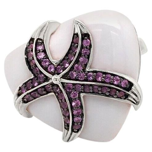 Carlo Viani 925 Sterling Silver Pink Sapphire Gemstone Love Heart Cocktail Ring For Sale