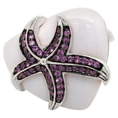 Carlo Viani Bague cocktail en argent sterling 925 avec saphir rose et pierre précieuse en forme de cœur d'amour