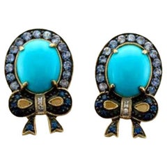 Orecchini Carlo Viani con turchese Robins Egg Blue e tanzanite Blueberry