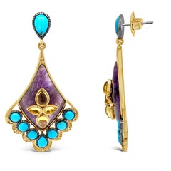 Carlo Viani Earrings with Quartz, Amethyst, Turquoise, Vanilla Diamonds, Silver