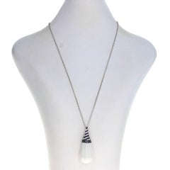 Carlo Viani Howlite Sapphire Swirl Pendant Necklace Sterling 925 2.10ctw Adjust