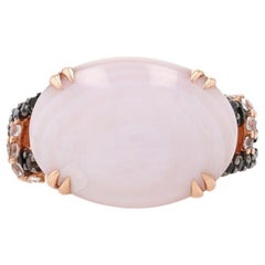 Carlo Viani, Ring aus Roségold mit Perlmutt, Rauchquarz und Topas, 14 Karat, ovaler .90 Karat