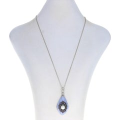 Carlo Viani Pearl Amethyst Lacy Agate Halo Necklace Sterling 925 .70ctw Adjust