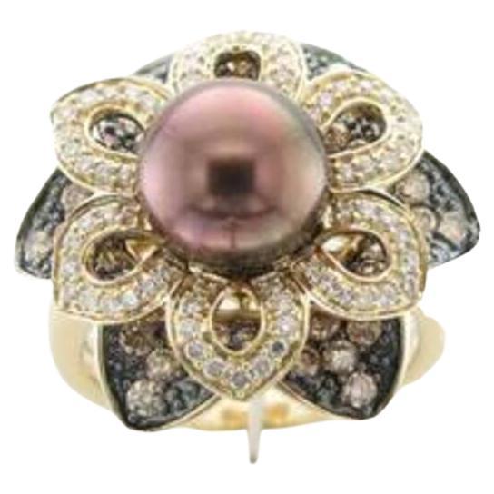Carlo Viani Ring Featuring Chocolate Pearls Chocolate Diamonds For Sale