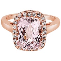 Carlo Viani Ring Featuring Kunzite Vanilla Diamonds, 14 Karat Strawberry Gold