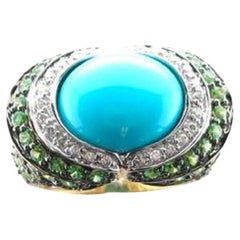 Carlo Viani Ring featuring Robins Egg Blue Turquoise, Forest Green Tsavorite